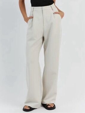 DISSH Cream Wide-Leg High-Rise Trousers